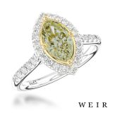 Platinum/yellow marquise cut diamond engagement ring