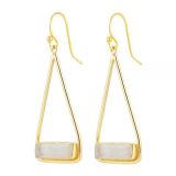 Yellow Gold Manhattan Moon Stone Swing Drop Earrings