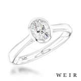 Platinum oval cut diamond engagement ring