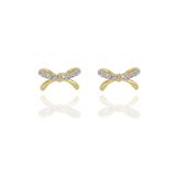 18ct yellow gold diamond bow stud earrings