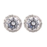 N9ne Sterling Silver CZ Solitaire Edge Earrings