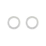 N9ne Sterling Silver CZ Set Circle Stud Earrings