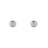 N9ne Sterling Silver CZ Rubover Stud Earrings
