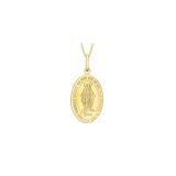 9ct Yellow Gold 'Holy Mary' Oval Reversible Pendant