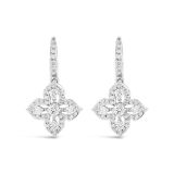 18k White Gold Diamond Cluster Flower Style Drop Earrings