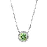 18k Green Tourmaline and Diamond Halo Pendant