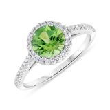 18k Green Tourmaline and Diamond Halo Ring