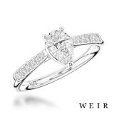 Platinum pear shape cut diamond engagement ring
