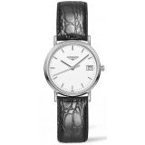 Présence 30mm, White Dial, Quartz Movement, Stainless Steel Case, Black Leather Strap Watch