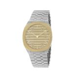 25H 38mm, Golden Brass Dial, Quartz Movement, Stainless Steel and Gold PVD Case, Stainless Steel Bracelet Watch