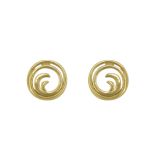 9k Yellow Gold Open Wave Circle Earrings