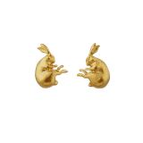 Alex Monroe Gold Plated Sleeping Hare Stud Earrings
