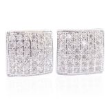 N9ne Sterling Silver Pave Set Square Stud Earrings