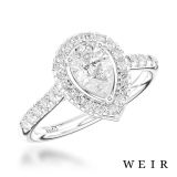 Platinum pear shape cut diamond engagement ring