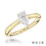 Yellow gold/platinum pear shape cut diamond engagement ring