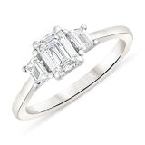Weir Collection Platinum Emerald Cut Diamond Three Stone Ring