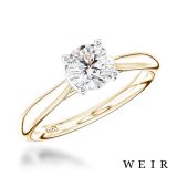 Yellow gold/platinum round brilliant cut diamond engagement ring