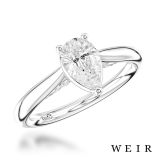 Platinum pear shape cut diamond engagement ring