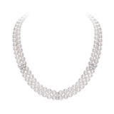 18k White Gold Akoya Pearl & 0.92cts Diamond 2-Row Necklace