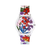 Monthly Drops BOTANICAL PARADISE 34mm, Round White Dial, Quartz, Transparent Case, White Strap Watch