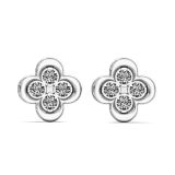 Weir Collection 18K White Gold Diamond Flower Stud Earrings