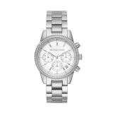 Ritz 37mm, Silver Dial, Quartz Movement, Crystal Set Stainless Steel Chronograph Watch