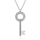 18ct White Gold Diamond Key Necklace