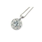 O'Dwyer 18 Carat White Gold Diamond and Aquamarine Pendant