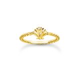Shell Detail Gold Plated Rope Ring Size 54