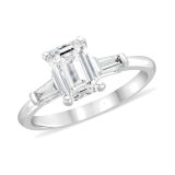 Platinum Lab Grown 1.5ct Emerald Cut Diamond Ring