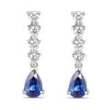 18k White Gold Sapphire Drop Earrings