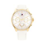Scarlett Ladies 38mm White Dial Quartz Movement Gold PVD Leather Strap Watch
