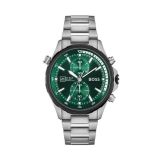 Globetrotter 46mm Green Dial Quartz Movement Stainless Steel Bracelet Watch