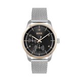 Sophio 43mm Black Dial Quartz Movement Mesh Stainless Steel Bracelet Watch