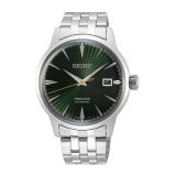 Seiko Cocktail Time Mockingbird, Presage 40.5mm, Green Dial, Automatic Movement, Stainless Steel Case, Stainless Steel Bracelet Watch srpe15j1