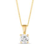 18k Yellow Gold .50ct Round Brilliant Diamond Solitaire Pendant