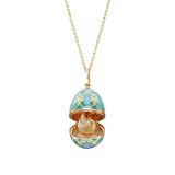 Faberge Palais Tsarskoye Selo Turquoise Guilloche Hen Surprise Locket