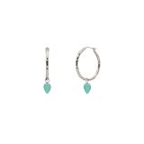 Silver Relic Aqua Chalcedony Hoop Earrings