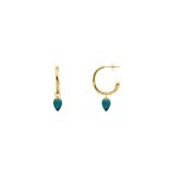 Juvi Yellow Gold Relic Iolite Hoop Earrings. Image one