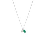 Silver Relic Green Onyx Droplet Charm Necklace