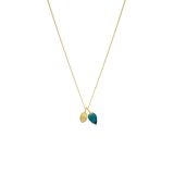 Yellow Gold Relic Iolite Droplet Charm Necklace