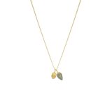 Yellow Gold Relic Labradorite Droplet Charm Necklace