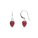 Silver Relic Ruby Droplet Earrings