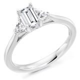 Platinum 0.70ct E VS2 Emerald Cut Diamond Engagement Ring