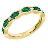 18k Yellow Gold Emerald and Diamond Ring