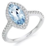 White Gold 1.5ct Marquise Cut Aquamarine & Diamond Ring