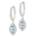 White Gold 1.25ct Aquamarine & 0.65ct Diamond Drop Hoop Earrings
