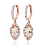 Rose Gold 3.00ct Morganite & 0.75ct Diamond Drop Hoop Earrings