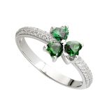 Sterling Silver & Green Cubic Zirconia Shamrock Ring Size 6