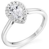 Platinum 0.70ct E VS2 Pear Cut Diamond Engagement Ring